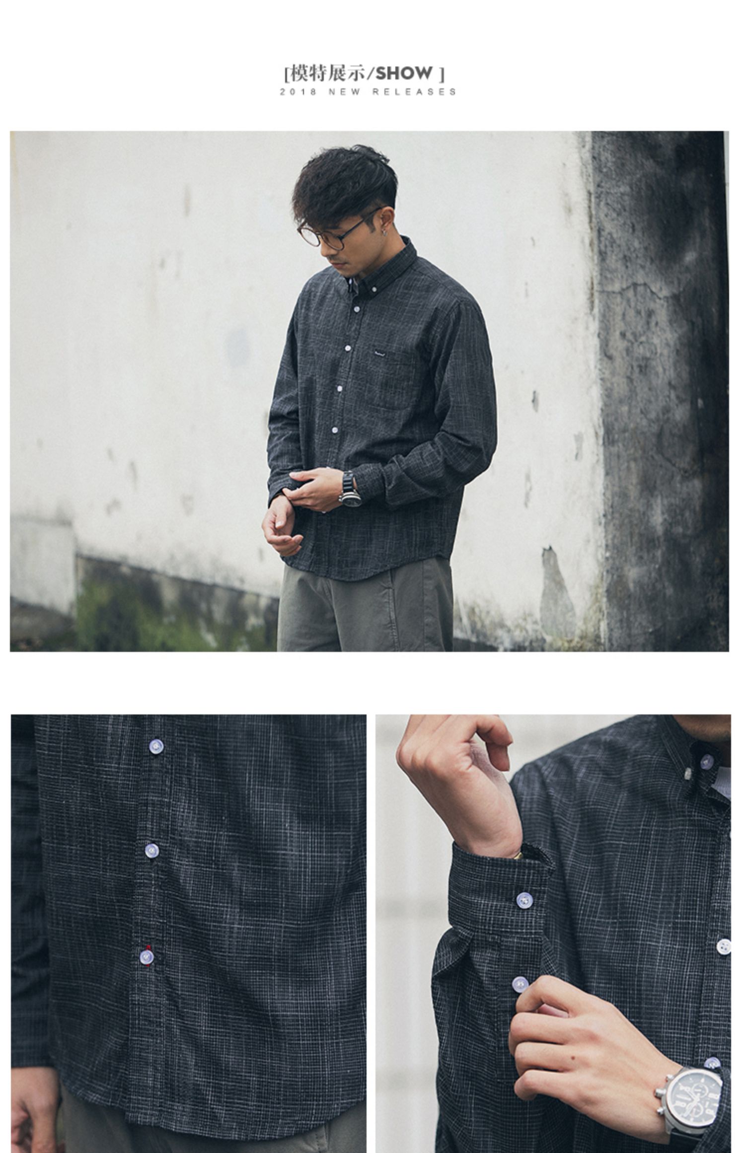 Raul Spring Men dài tay áo sơ mi đáy lỏng lẻo Tide thương hiệu Nhật Bản Tooling Jacket Áo sơ mi retro hoang dã - Cao bồi quần đùi