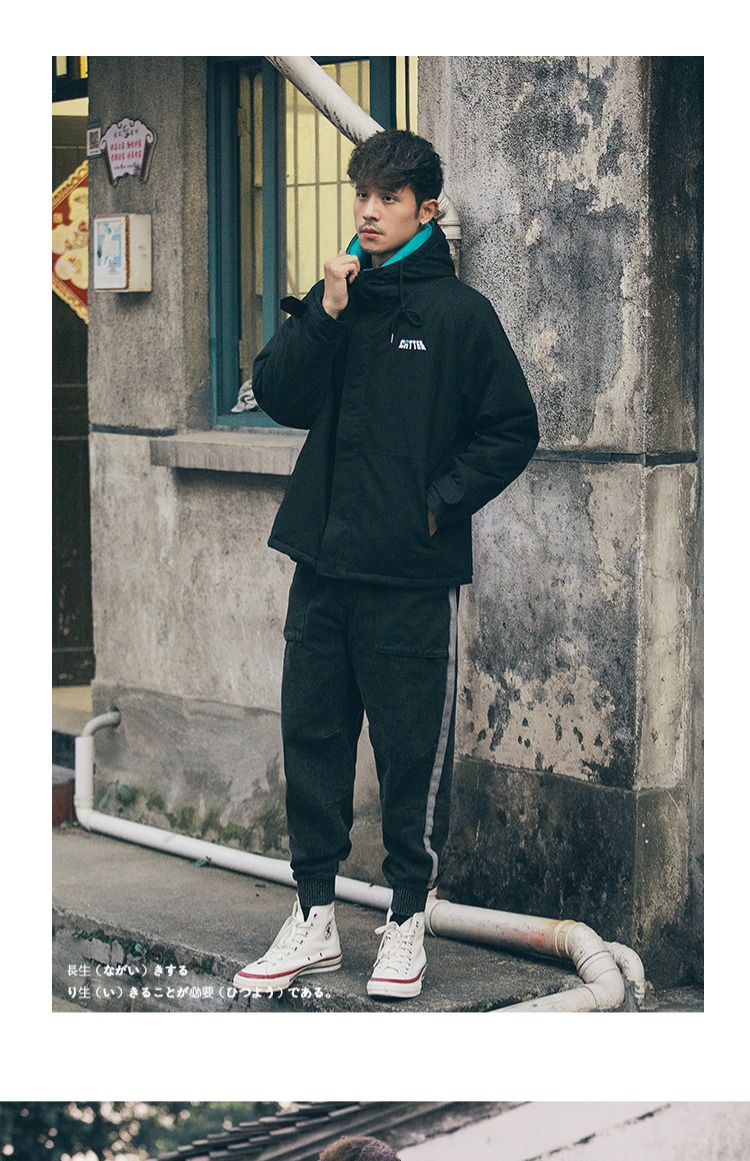 Mùa đông gió thể thao trùm đầu cotton nam ấm đôi phiên bản Hàn Quốc của quần áo độn bông quần áo xu hướng áo bomber