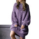 Purple knitted dress women autumn and winter 2021 new mid-length loose thick long-sleeved winter sweater skirt