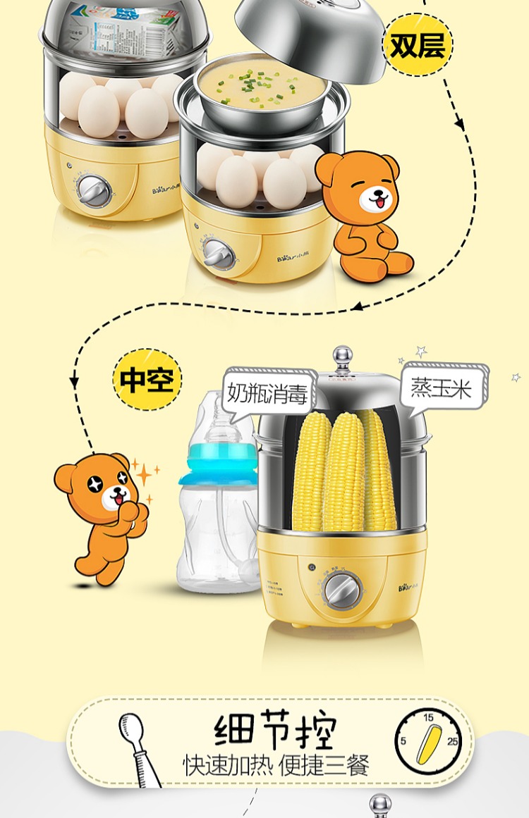 Trứng hấp trứng tự động tắt nguồn chính hãng hộ gia đình nhỏ hấp trứng hấp trứng tart máy đôi trứng - Nồi trứng ca nấu mì đa năng lock&lock