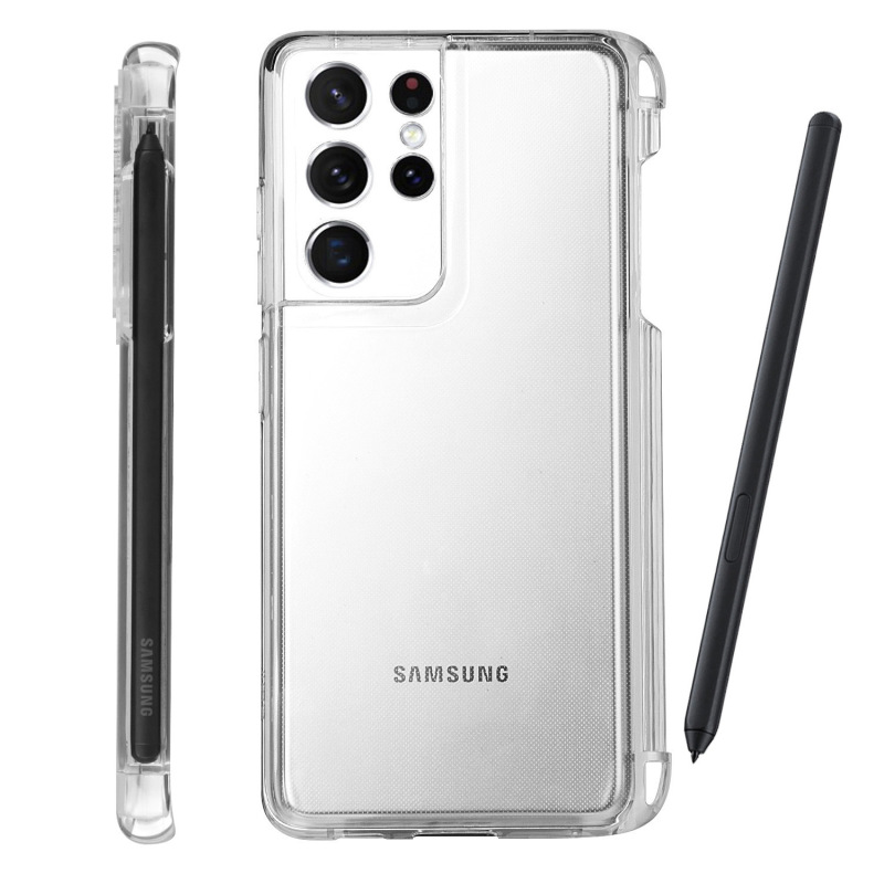 Compatible with Samsung S21Ultra Phone Case with Spen Stylus, S21U Transparent Back Cover Protective Case That Can Hold a Pen Compatible with Samsung S21Ultra Phone Case with Spen Stylus, S21U Transparent Back Cover Protective Case That Can Hold a Pen