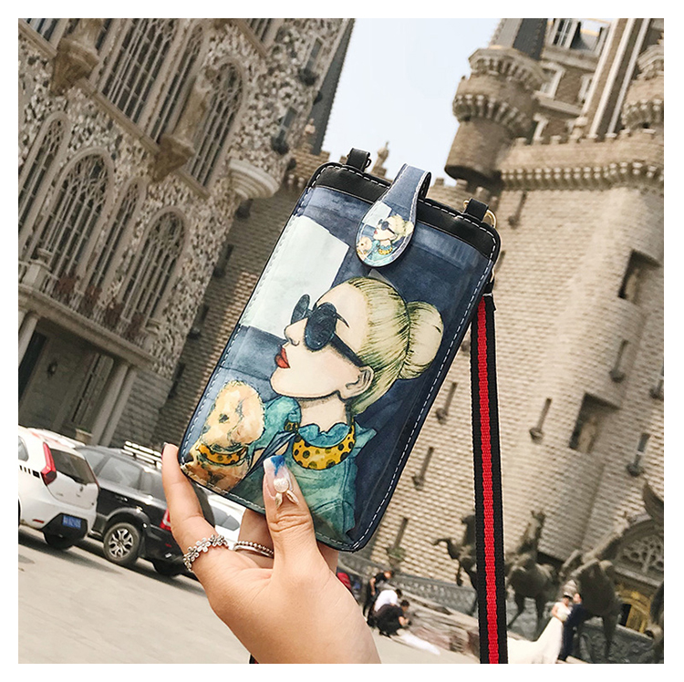 Phim hoạt hình dễ thương dây kéo túi điện thoại nữ vai túi Messenger phiên bản Hàn Quốc của cổ điện thoại túi ví mini túi - Túi điện thoại túi chéo nữ