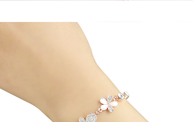 Thời trang Nhật Bản và Hàn Quốc vòng tay hoa dại nữ 18K vàng hồng vòng tay trang sức phụ kiện quà tặng đôi thạch anh tóc đen