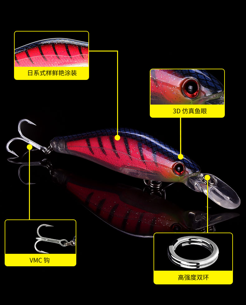 Suspending Minnow Lures Shallow Diving Minnow Baits Fresh Water Bass Swimbait Tackle Gear