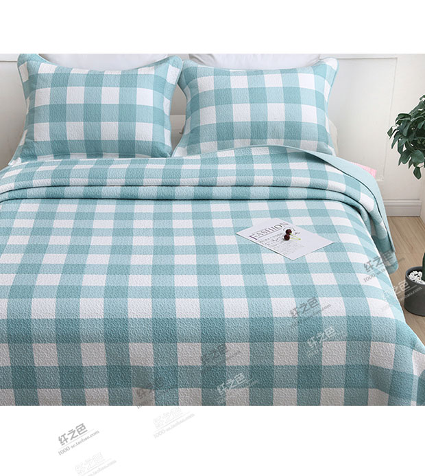 Cotton đơn giản kẻ sọc màu xanh và trắng được chần bởi chàng trai sinh viên Khăn trải giường ba mảnh - Trải giường thảm trải giường thay đệm
