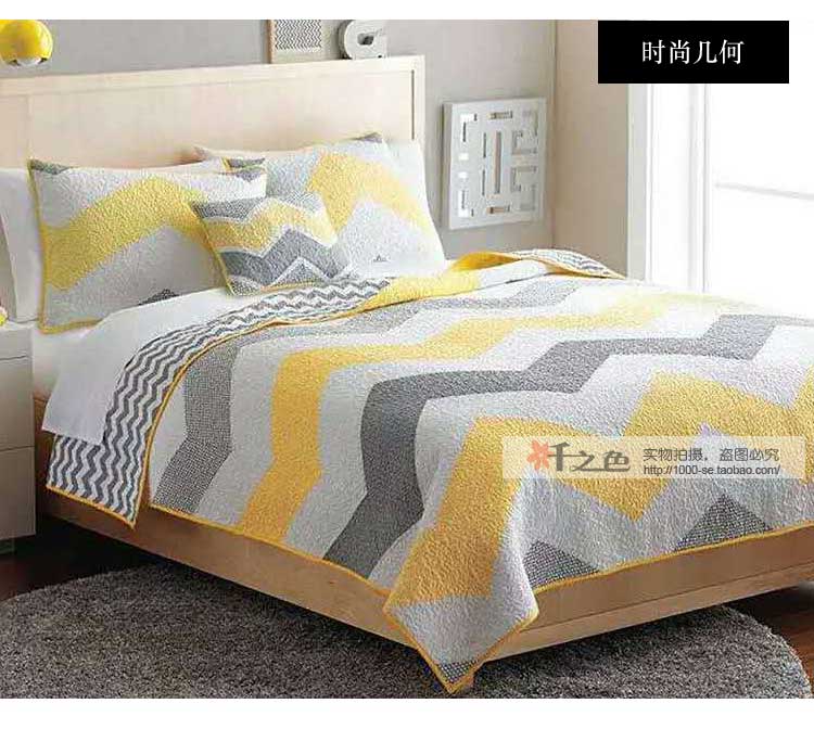 Mỹ quilting đơn giản được bao phủ bởi bông cotton rửa giường bao gồm ba bộ vàng thực sự chính tả mùa hè mát mẻ là [sợi màu]