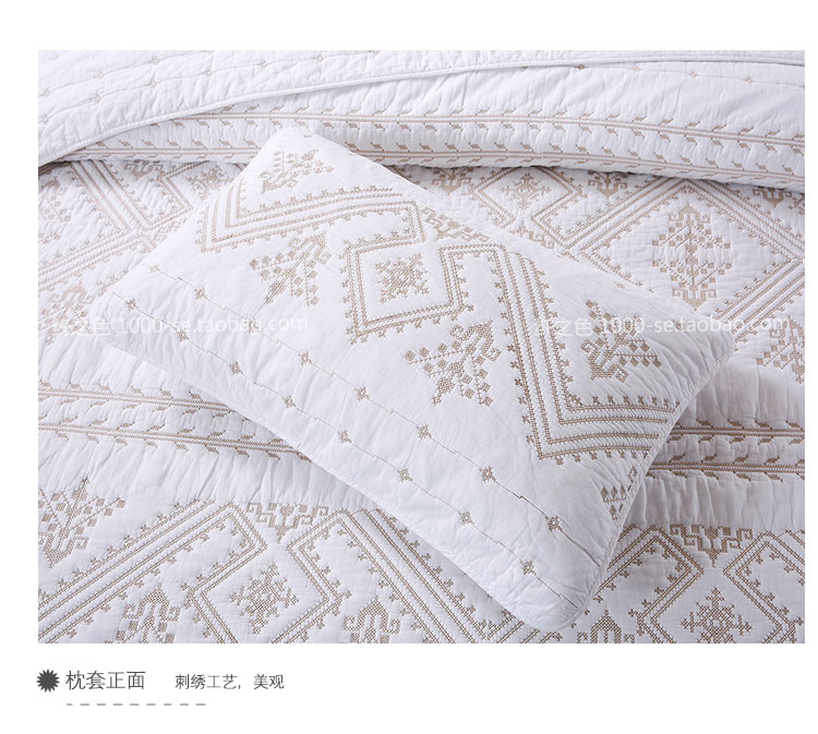 Cotton retro điều hòa không khí màu rắn Pháp được phủ trắng bởi giường bao gồm ba bộ chăn đôi ga giường cute