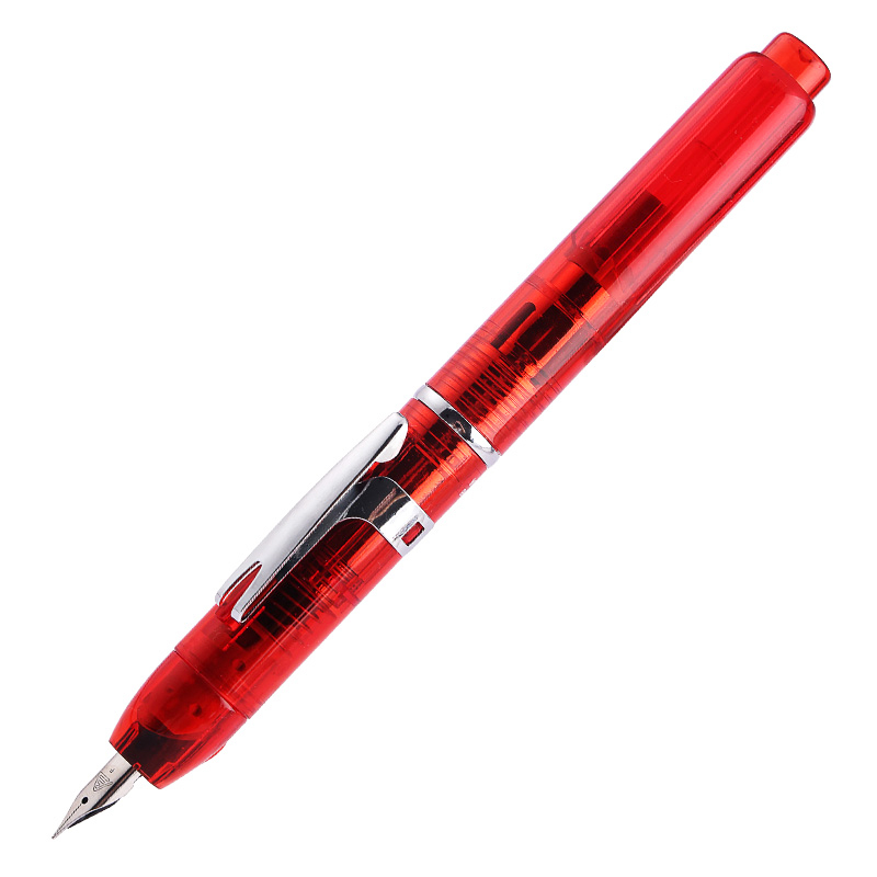 Transparent Red [Improved Version]Bad writing Press Pen 3088 Press type Out tip Exchangeable ink sac practise calligraphy Calligraphy pupil use adult high-grade business affairs sign Male and female Pen enterprise gift EF Extra fine 0.38mm