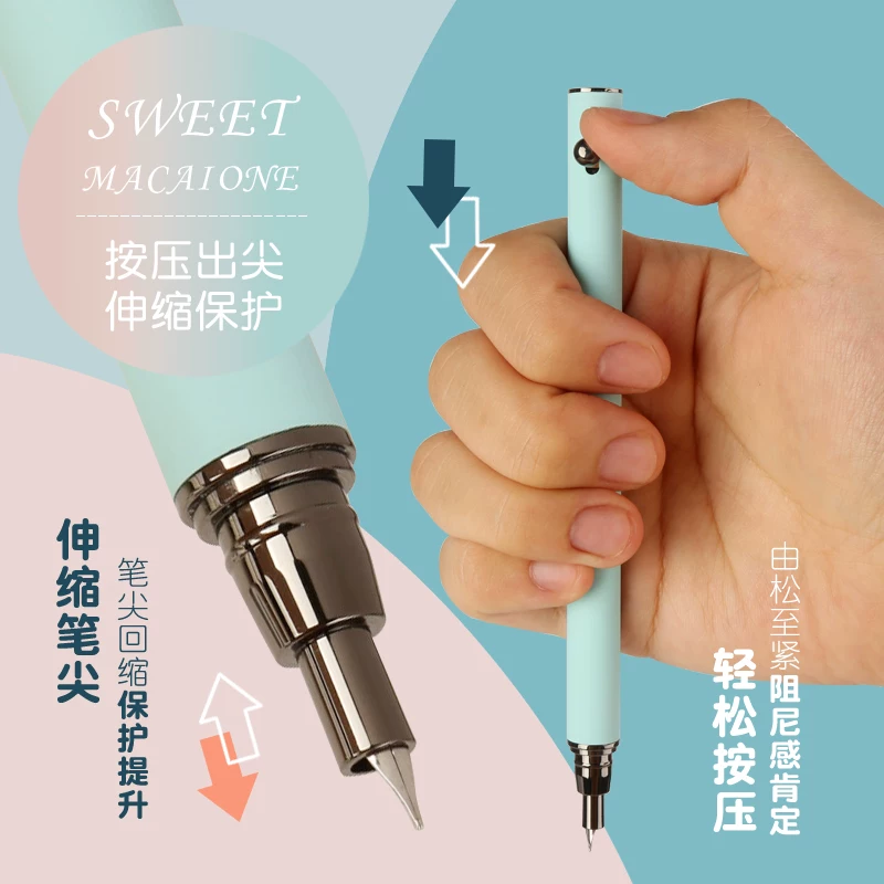 烂笔头 Pressing the pen 3092 Metal presses the pointed beating fountain pen third grade elementary school students with replaceable ink can practice calligraphy, calligraphy, vibrato, the same adult signature men and girls 0.38