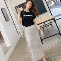 Ins siêu lửa sequin hông váy 2019 hè mới eo cao in trong phần dài đã mỏng một bước váy - Váy chân váy kaki