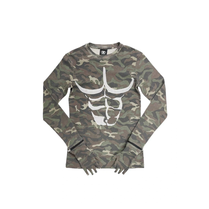 Mosaic Society Camouflage Skull Detachable Fingerless Gloves Slim Fit Long Sleeve Cortis Martin Style