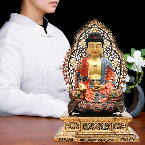 宏图好运 Медная позолоченная бронзовая окрашенная ваджра амитабха Будда украшения Бронзовая статуя закреплена в украшениях на дому