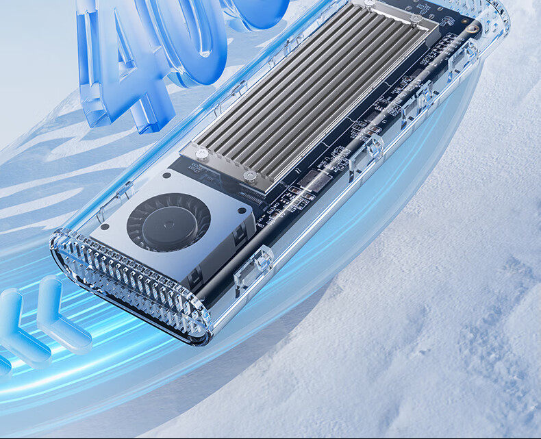 Корпус для жестого диска 奥睿科m.2 nvme usb4随身硬碟盒兼容雷电4/3固态m2硬碟盒风扇散热 The Orico