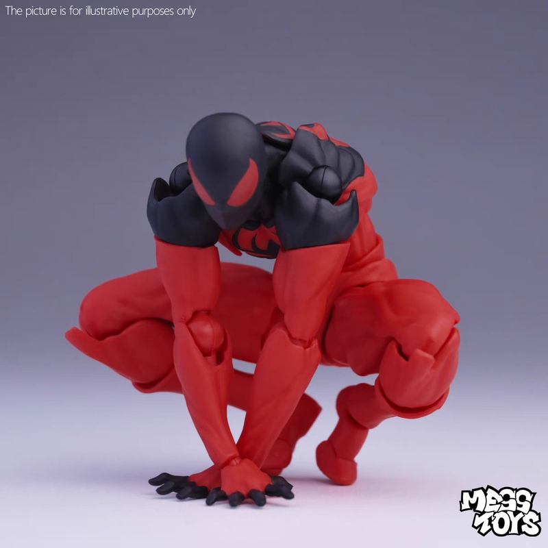 Mess Toys Kane Parker Scarlet Neighbor Scarlet Symbiote Spider-Man Black and Red Suit Articulated Action Figure