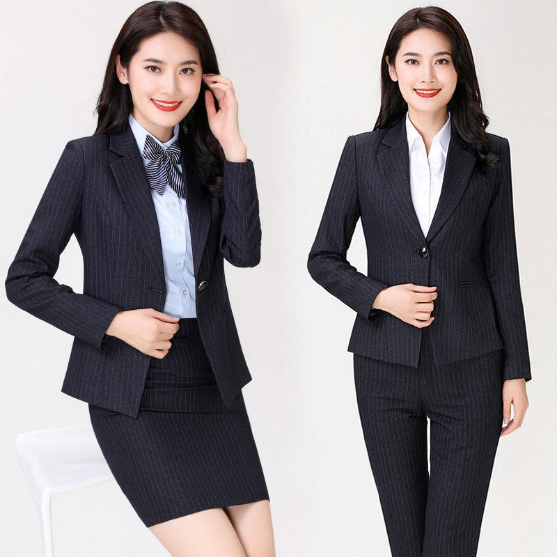 Suite coat female spring and autumn 2022 new temperament striped suit civil servants interviewed professional dress