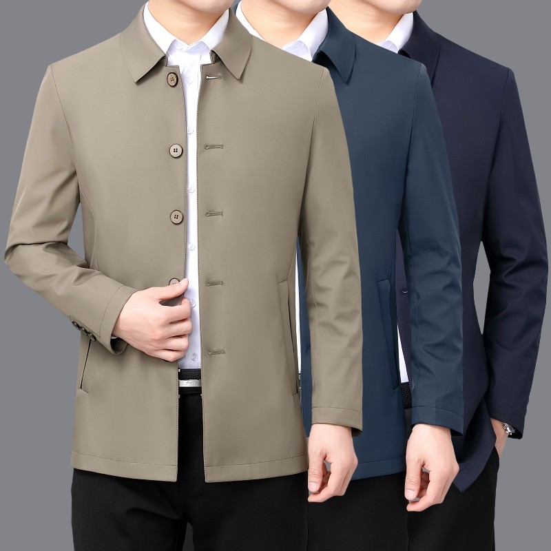 Middle-aged daddy jacket male windshirt spring and autumn business middle-aged leisure Parker tips a large coat