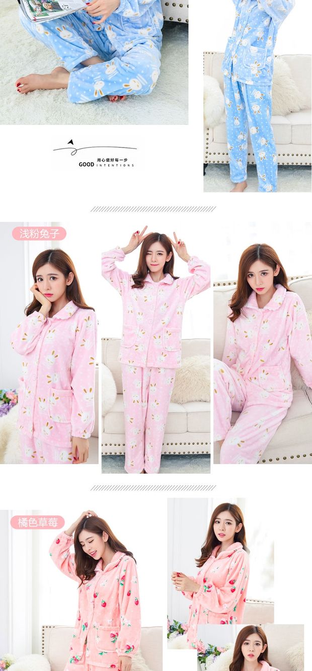 2018 mới đồ ngủ flannel nữ mùa thu đông dày lông cừu san hô phục vụ nhà phù hợp với áo dài tay gợi cảm đồ bộ mặc nhà