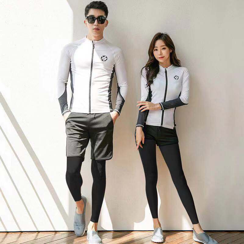 South Korean diving suit Two-style jellyfish male and female long sleeve swimsuit sunscreen long pants snorkeling and lovers suit surf