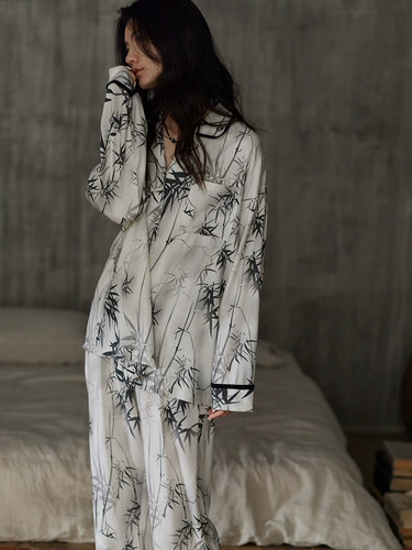 同语 Осенняя демисезонная пижама, мягкий хлопковый лонгслив, нарукавники, комплект, коллекция 2023