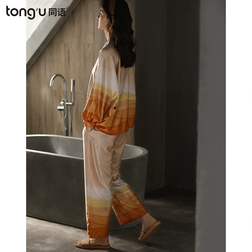 同语 Шелковая осенняя пижама, демисезонный тонкий лонгслив, шелковый комплект, «Холодное сердце»