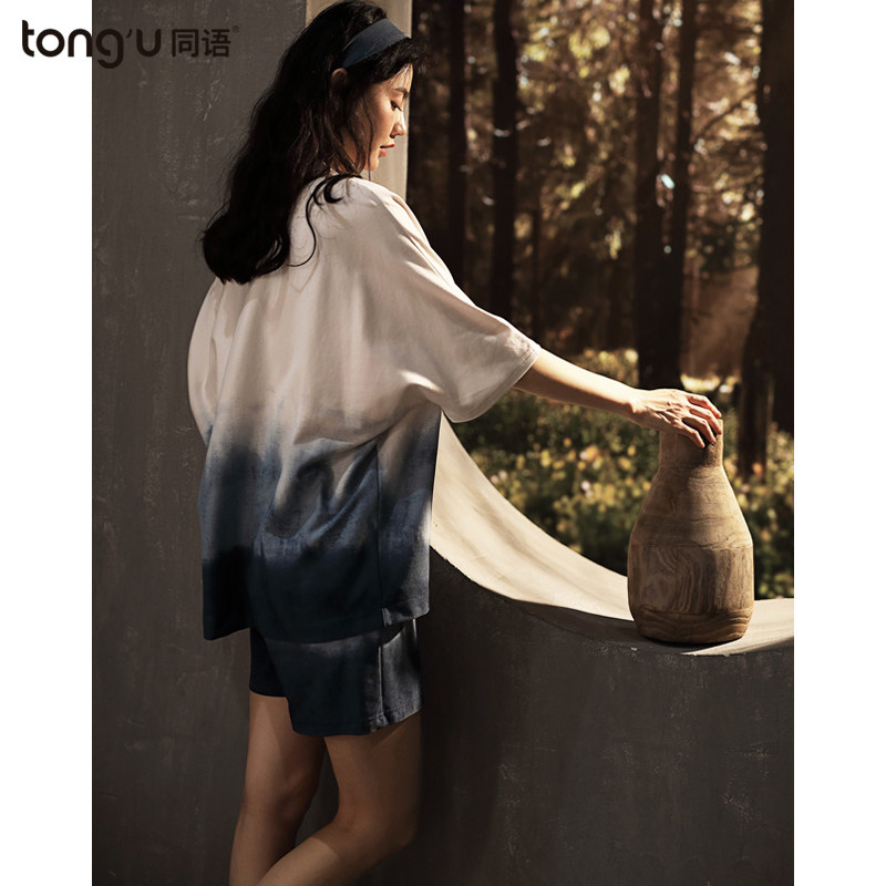 Hominin Silence New Pyjamas Woman Summer Pure Cotton Short Sleeve Home Dress Shirt Thin style Casual All-cotton Extractable Suit