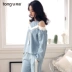 Tongyu 2018 mùa xuân dễ thương đồ ngủ phụ nữ mùa thu cotton dài tay gợi cảm mặc nhà phụ nữ phù hợp với phong cách công chúa ngọt ngào - Bộ Pajama