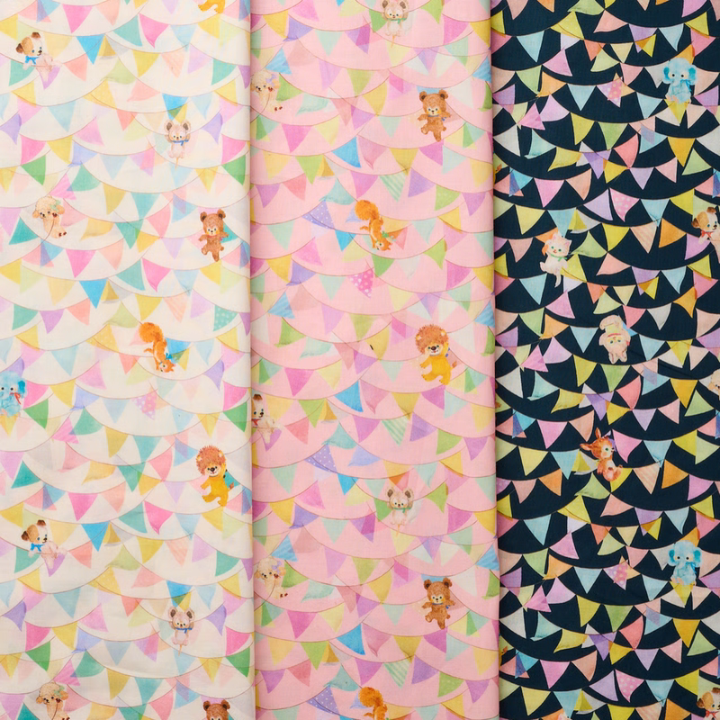 [Domestic Stock] New Matsui Color Flag Party 60-Count High-Thread-Count Cotton DIY Fabric Half a Meter