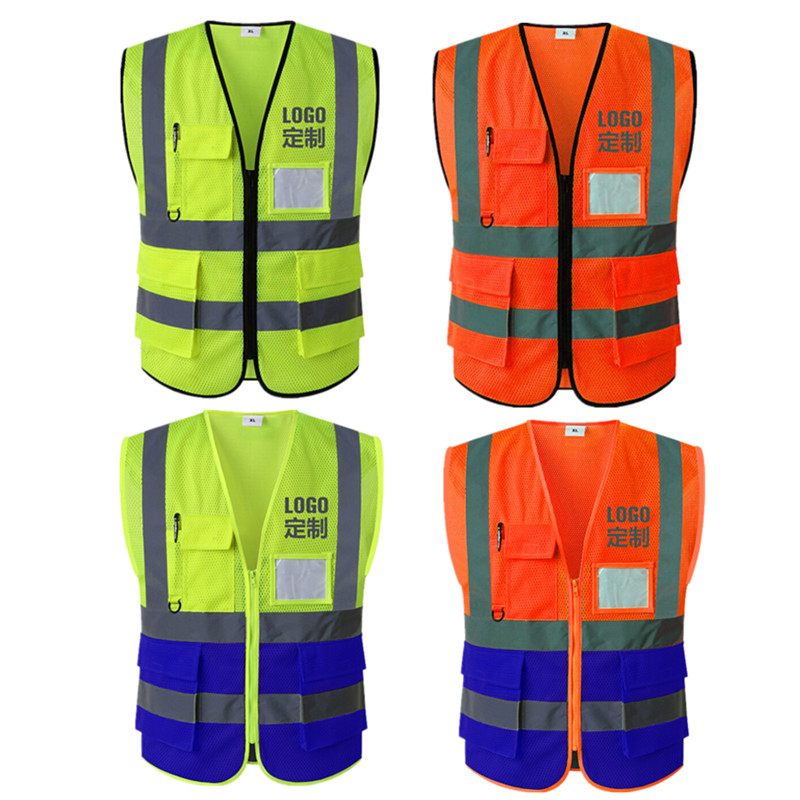 Print-character reflective vest engineering construction fluorescent yellow waistcoat worker traffic beauty group safety riding breathable imprint