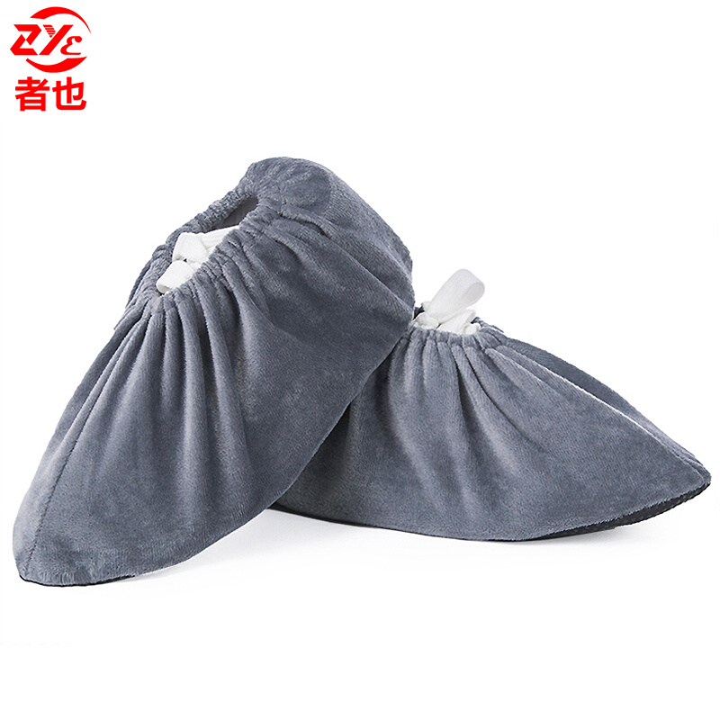 Thickened flannel shoe cover adult household washable dust-proof shoe cover wear-resistant non-slip bottom indoor floor machine room shoe cover