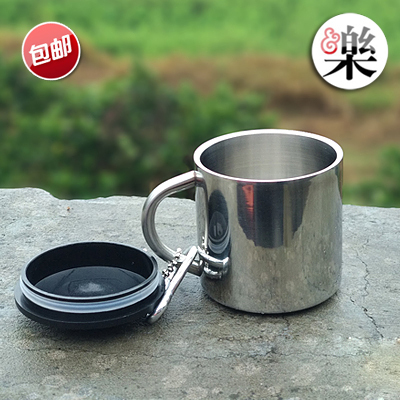 304 stainless steel glass mini portable tea cup with handle double insulation travel small glass wine 110ml