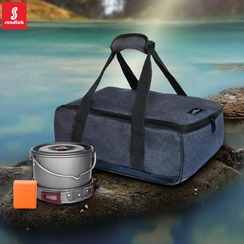 Outdoor cookware set pot gas tank anti-collision storage bag picnic tableware bag barbecue bag ice pack super capacity