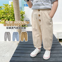Baby casual pants Handy Boy pants Spring and Autumn tide in Fashion pure color mosquito anti-mosquito button trousers