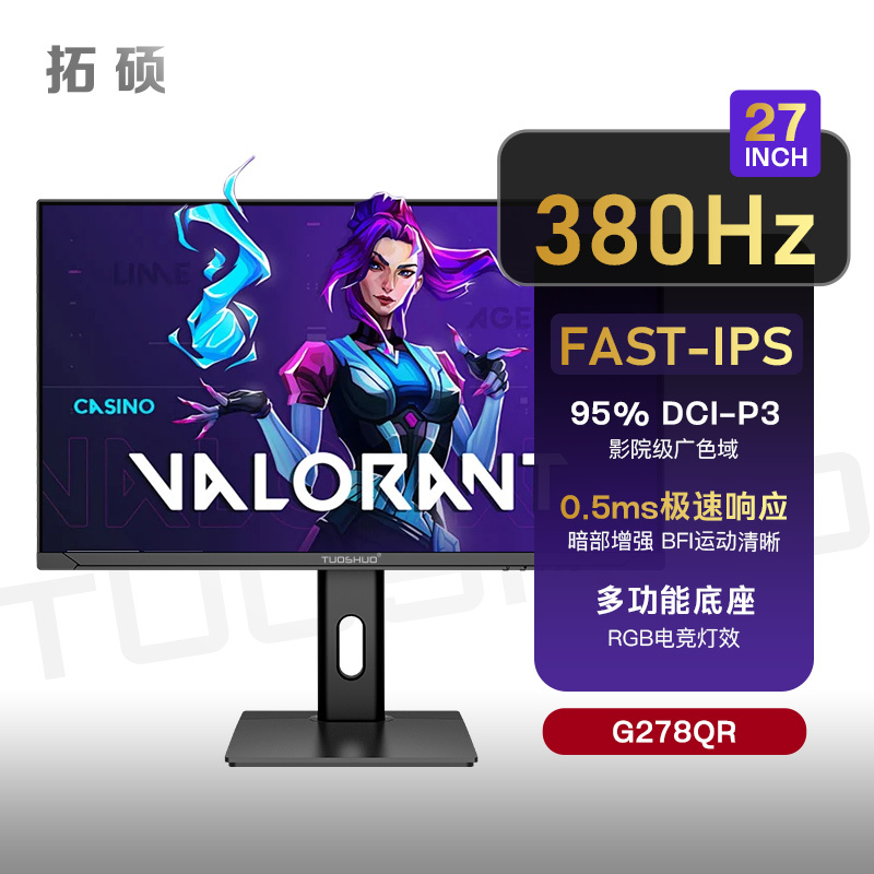 Tuoshuo 27-Inch 380Hz Professional Fps Gaming Monitor Fastips 360Hz Instant Response 0.5Gtg