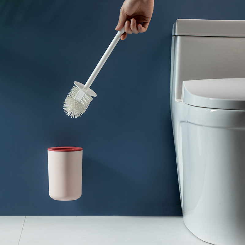Zhixin wall-mounted toilet brush 35cm long handle groove brush head splash water land toilet brush wire ball