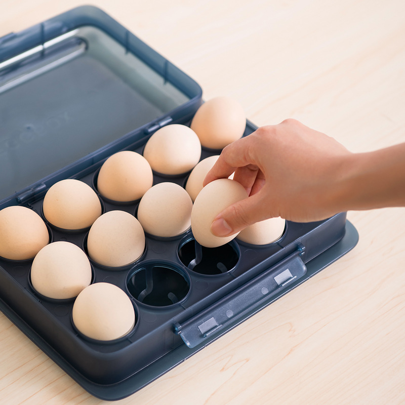 Self-designed storage box Box Egg preservation box Kitchen compartment transparent with lid Egg tray sealed jar 1