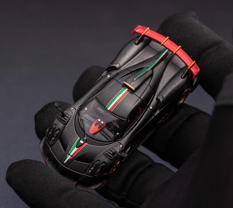 Cmmodel 1:64 Pagani Imola Black and Red Matte Dry Carbon Italian Lapping Alloy Car Model