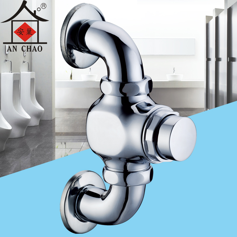 Total copper flushing valve stool flushing valve hand press type into wall type time-lapse valve