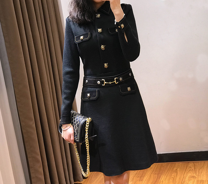Spot first layer cowhide ~ heavy industry tiger head buckle cowhide belt wool dress women's 2020 autumn and winter new style thin
