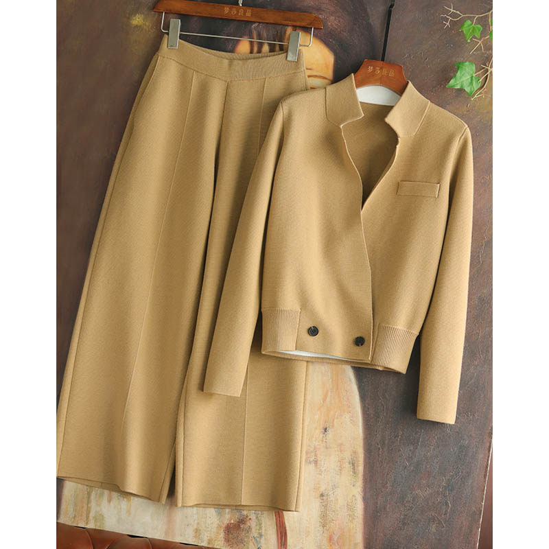 My lazy expression Heavy Pound New Autumn Beautiful Slave Wool Knit Jacket Broadlegged Pants Suit MA949 