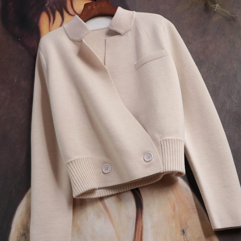 No Regrets of the Good-looking Carpenter's Heart Out ~ Polished Wool Knit Blouse Blouse Two-piece Suit