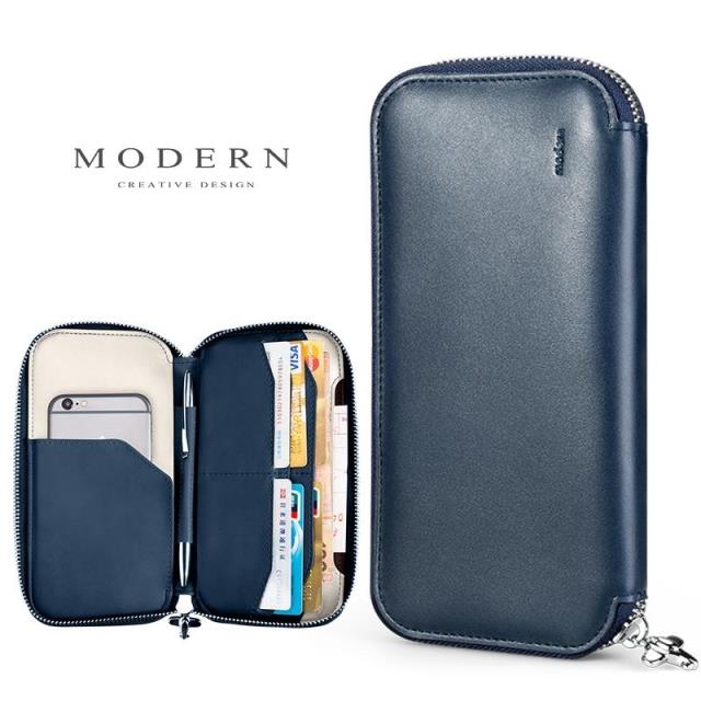 German MODERN Passport Pack Document clip Ticket Clip Accommodating Passport Clip Zip Genuine Leather Long travel abroad Passport bag-Taobao