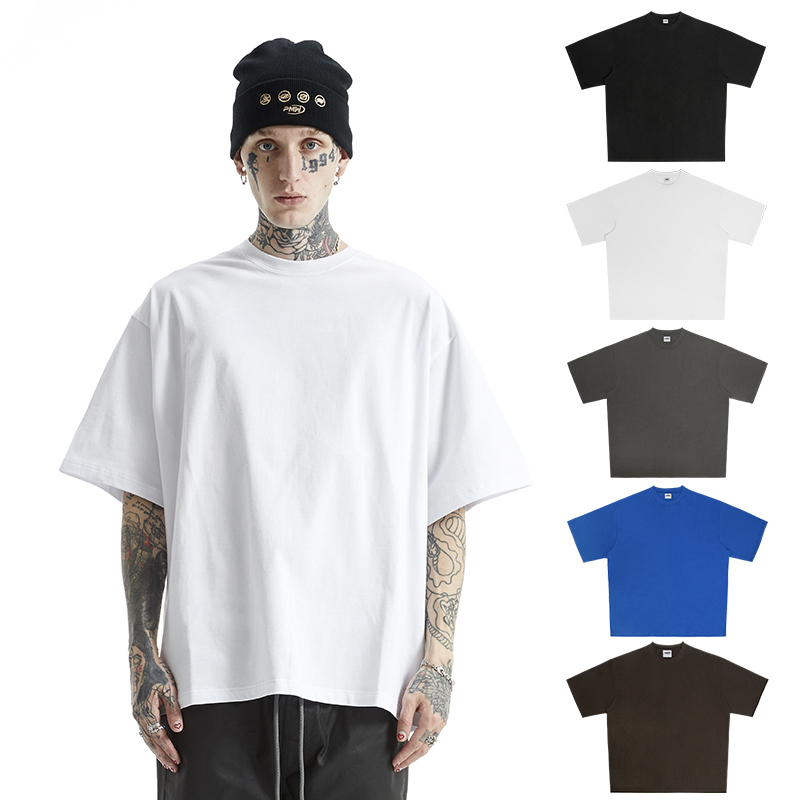Pmw Basic Heavyweight Pure Cotton Solid Color T-Shirt for Men, Loose Casual Versatile Simple Small Neckline Short-Sleeve Men's Summer Wear Pmw Basic Heavyweight Pure Cotton Solid Color T-Shirt for Men, Loose Casual Versatile Simple Small Neckline Short-Sleeve Men's Summer Wear