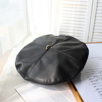 Autumn and winter half-circle leather beret casual leather beret female Puppi simple outdoor hat children fashion Wild