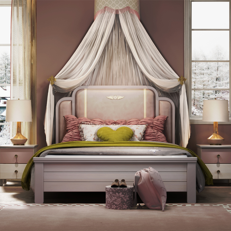 Solid wood children's bed boys and girls 1 35 meters furniture combination set princess bed soft single bed small apartment