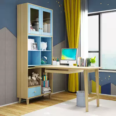 Nordic computer desk bookshelf combination Household adult multi-function desktop student writing desk storage desk