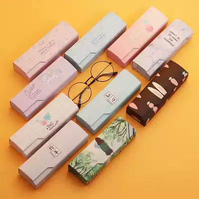 Folding glasses case female portable anti-pressure ins girl retro art does not take the ordinary road tide Harajuku male creativity