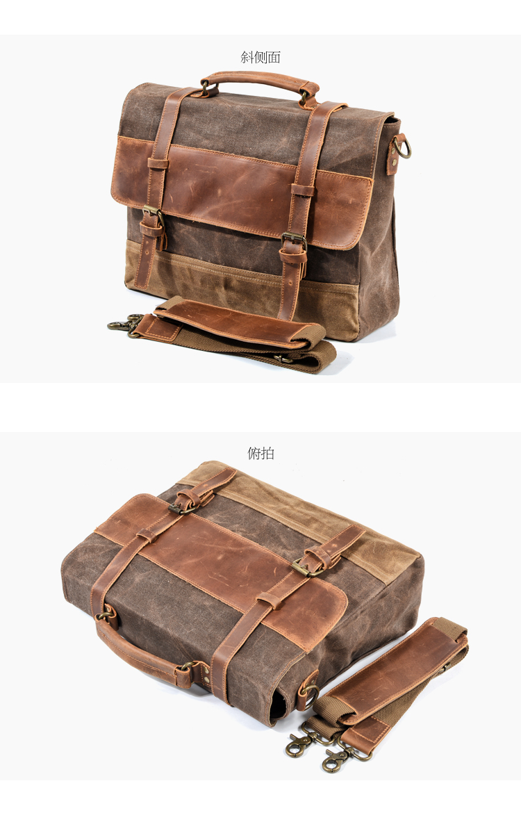 Châu Âu và Mỹ sáp dầu không thấm nước với ngựa điên bệnh vẩy nến túi nam retro 15,6 inch túi đeo vai đeo chéo - Túi của con người balo vascara