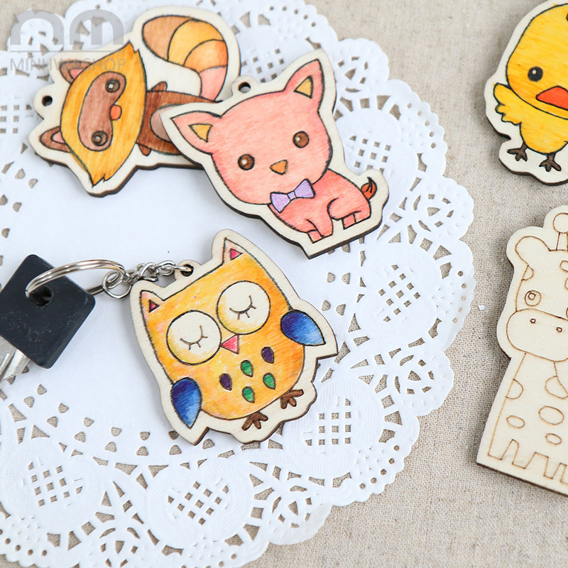 Original design cartoon couple keychain Korean creative DIY hand painting waist pendant Cute bag accessories