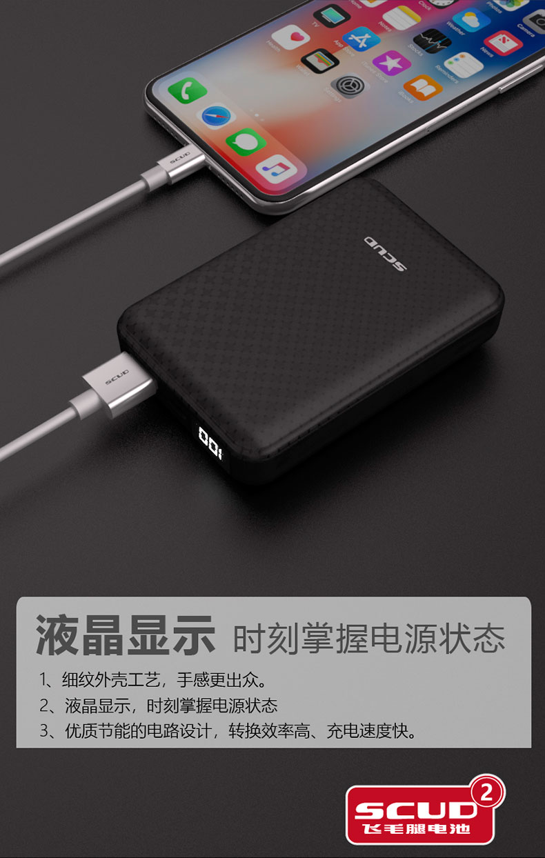 飞毛腿 Q10 10000毫安 便携充电宝 聚划算+天猫优惠券折后￥49包邮（￥69-20）4色可选