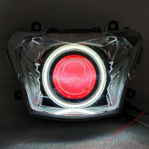 Suitable for Honda Guosijiayu 110 motorcycle headlight assembly modified 3-inch LED bifocal lens angel eyes